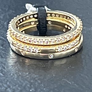 Nordstrom NWOT Adornia set of three gold cubic zicronia stacking rings